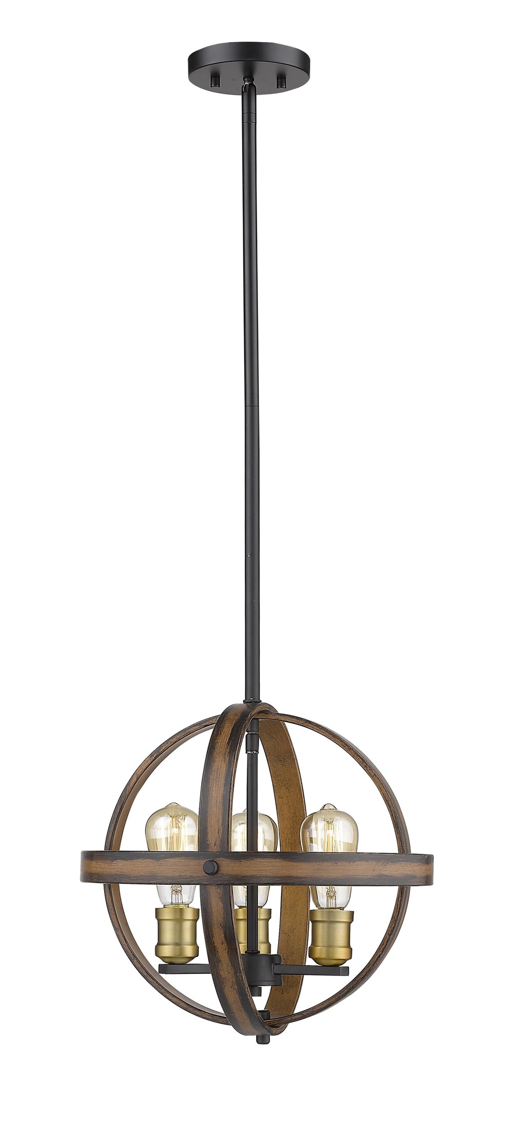 Kirkland 3 Light Pendant in Rustic Mahogany Finish