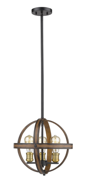 Kirkland 3 Light Pendant in Rustic Mahogany Finish
