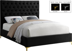 Robin Queen Bed In Black Velvet