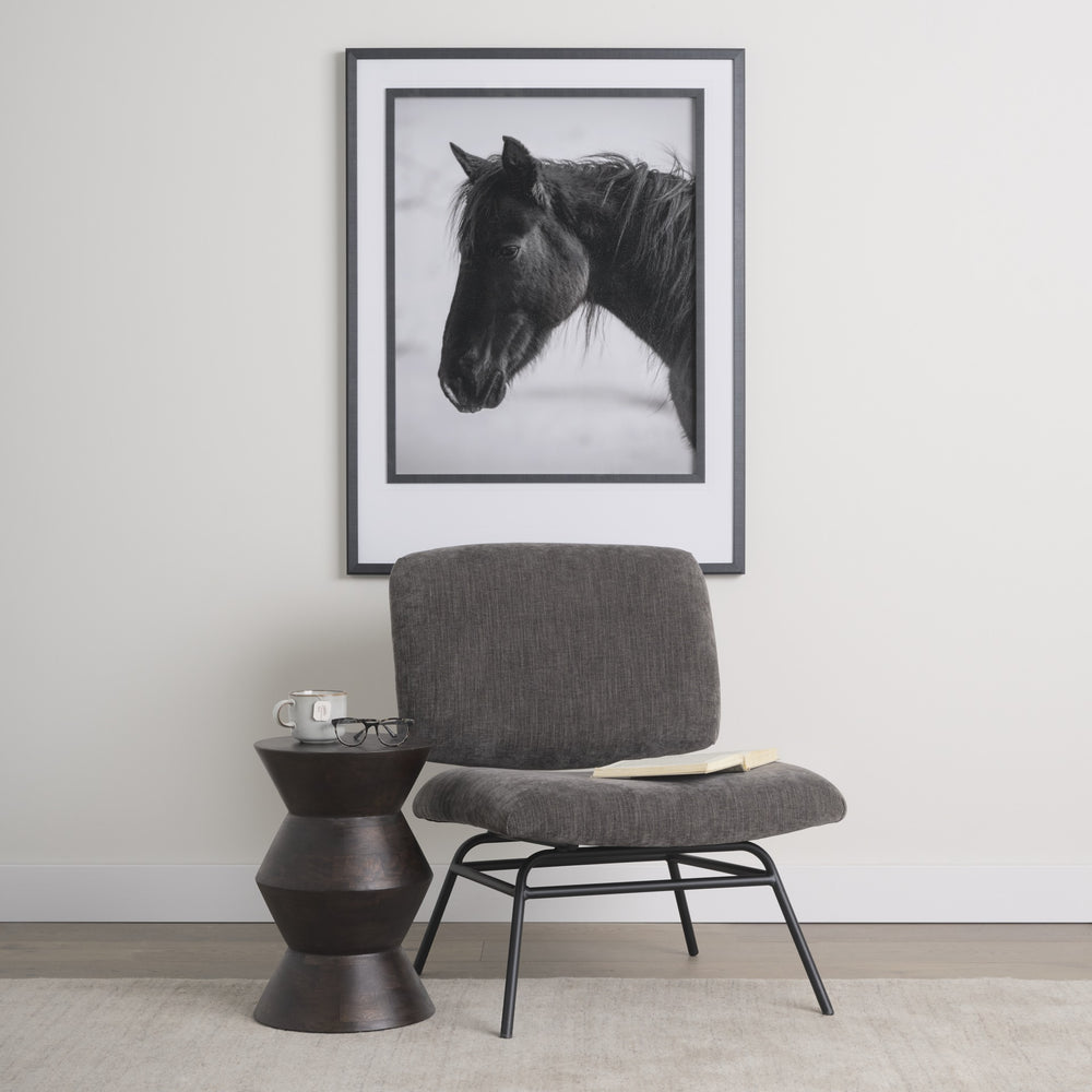 Nora Charcoal Fabric w/ Matte Black Metal Legs Accent Chair