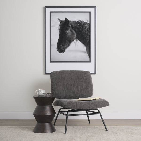 Nora Charcoal Fabric w/ Matte Black Metal Legs Accent Chair