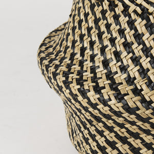 Gaia  17.7L x 17.7W x 20.5H Set of 3 Light and Dark Brown Cross Patterend Belly Seagrass Basket