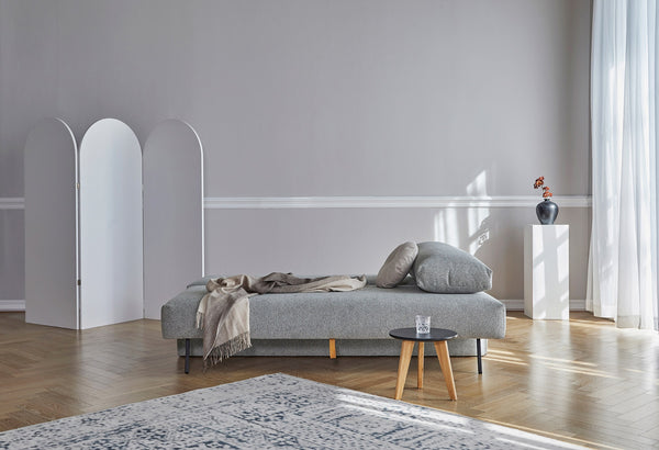 OSVALD FULL SOFABED in MELANGE GREY FABRIC WITH Black steel LEGS 538