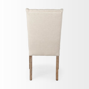 Mackenzie I Cream Plush Linen Covering Ash Solid Wood Base Dining Chair