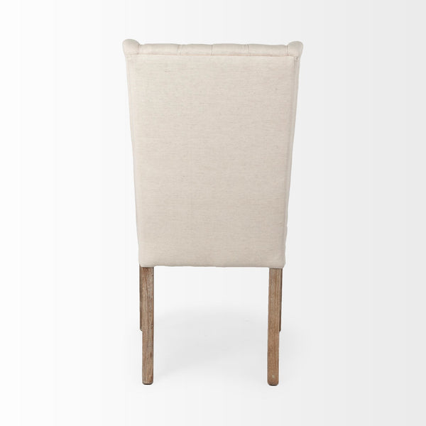 Mackenzie I Cream Plush Linen Covering Ash Solid Wood Base Dining Chair