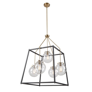 Bridgetown 5 Light Chandelier in Black & Harvest Brass