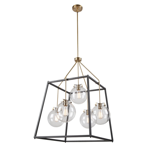 Bridgetown 5 Light Chandelier in Black & Harvest Brass