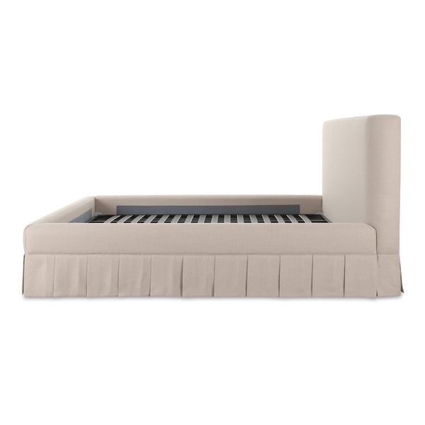 Moe's Maren King Bed Beige Upholstered with Pleat Base