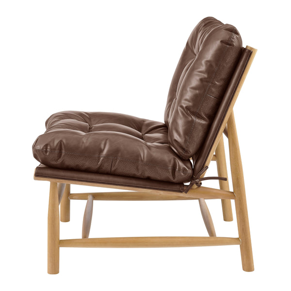 Oswald Faux Leather Tufted Accent Chair, Casa Brown