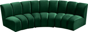 Lynda 3pc. Modular Sectional In Green Velvet