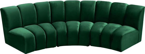 Lynda 3pc. Modular Sectional In Green Velvet