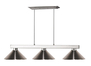 Players 3 Light Billiard Light in Brushed Nickel Finish