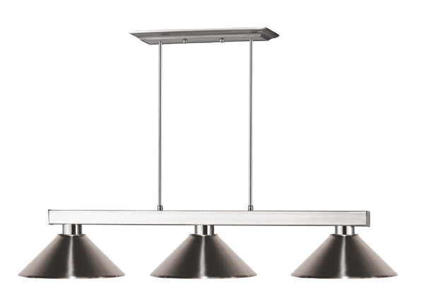 Players 3 Light Billiard Light in Brushed Nickel Finish