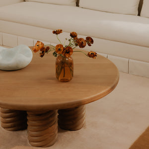 Treccia Round Coffee Table in Natural Oak
