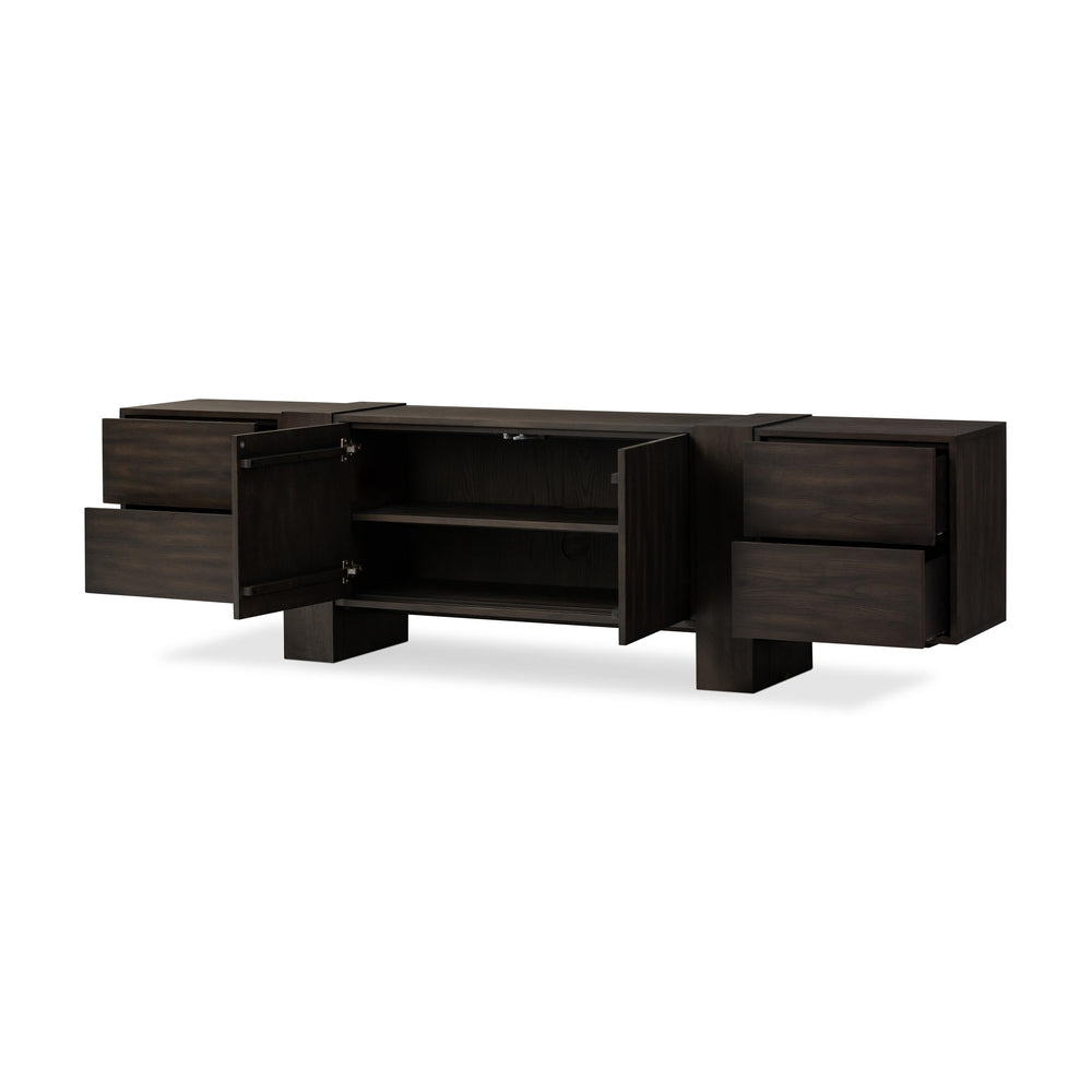 Fisher Media Console in Smoked Black Veneer'