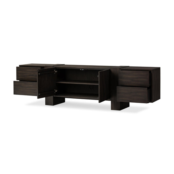 Fisher Media Console in Smoked Black Veneer'