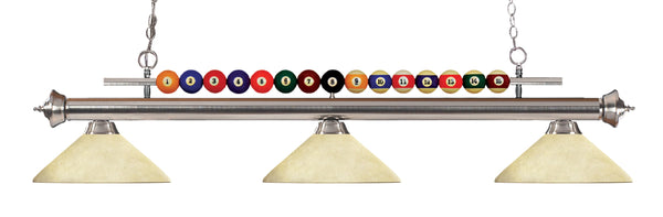 Shark 3 Light Billiard Light in Brushed Nickel Finish