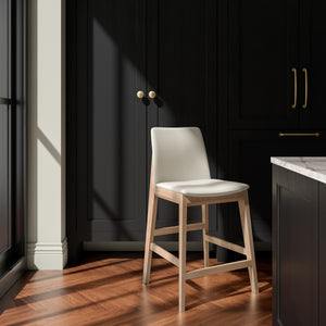 Moe's Deco White Counter Stool with Walnut Frame