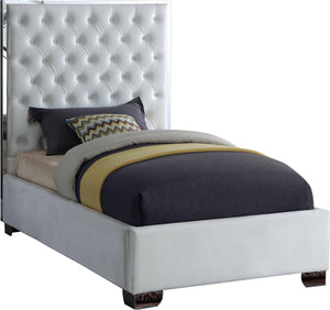 Priscilla Twin Bed In White Velvet