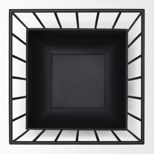 Verna Matte Black Wire Cage Metal Planters (Set of 2)