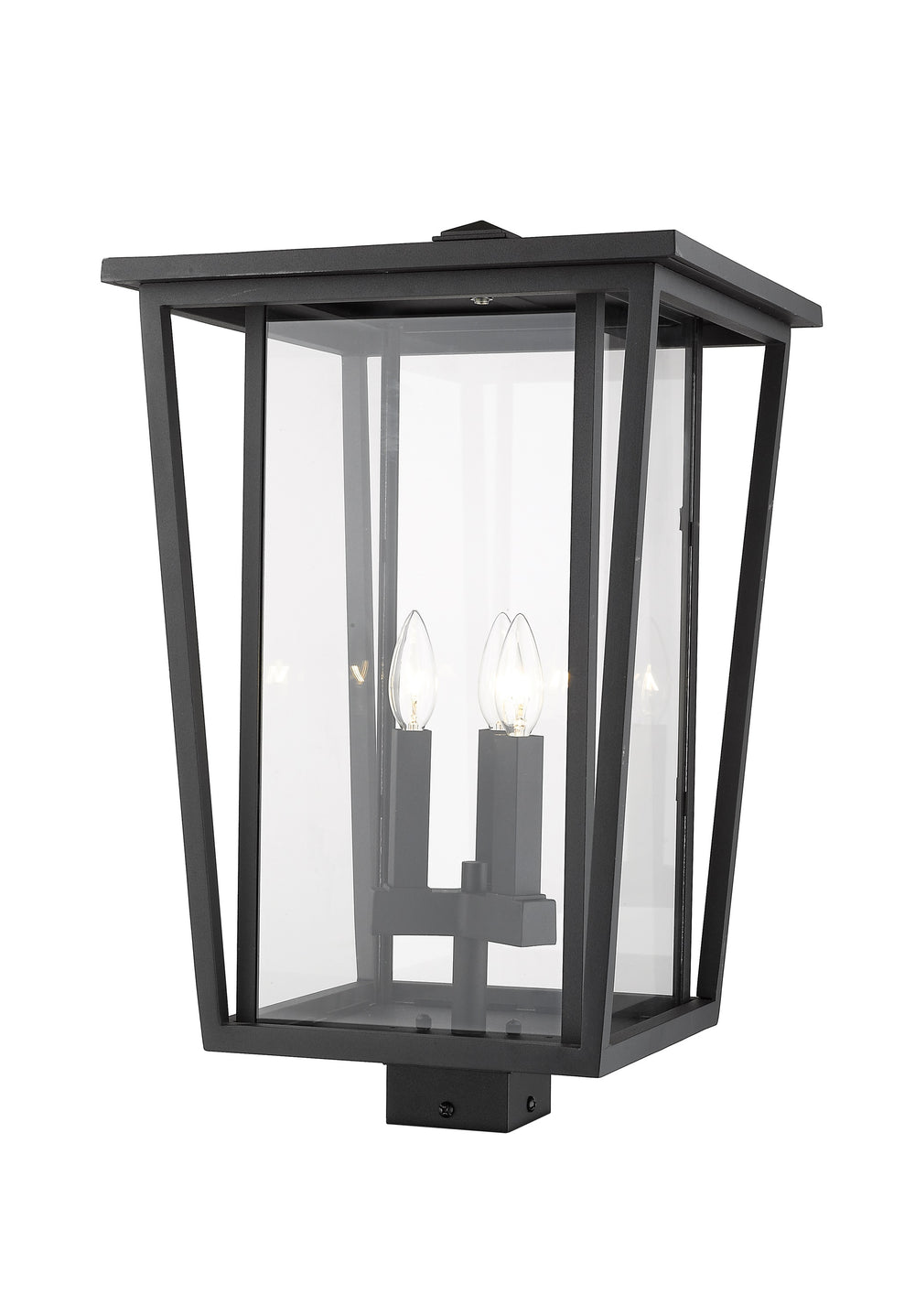 Seoul 3 Light Outdoor Post Mount Fixture in Black Finish