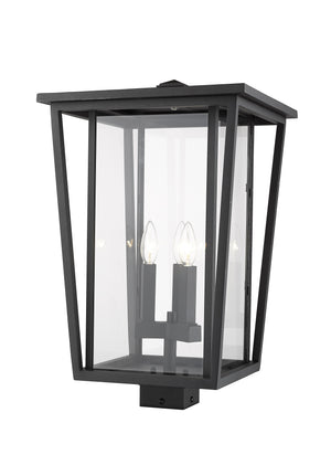 Seoul 3 Light Outdoor Post Mount Fixture in Black Finish