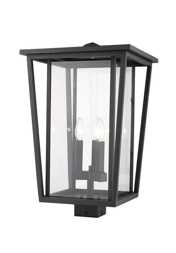 Seoul 3 Light Outdoor Post Mount Fixture in Black Finish