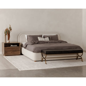 Moe's Colin Queen Bed in Oatmeal Velvet