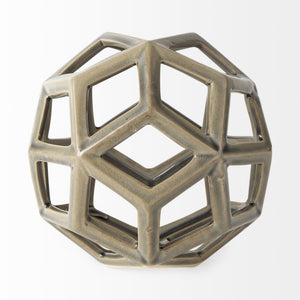 Geom 7.1L x 7.1W x 7.1H Tan Ceramic Geometric Object
