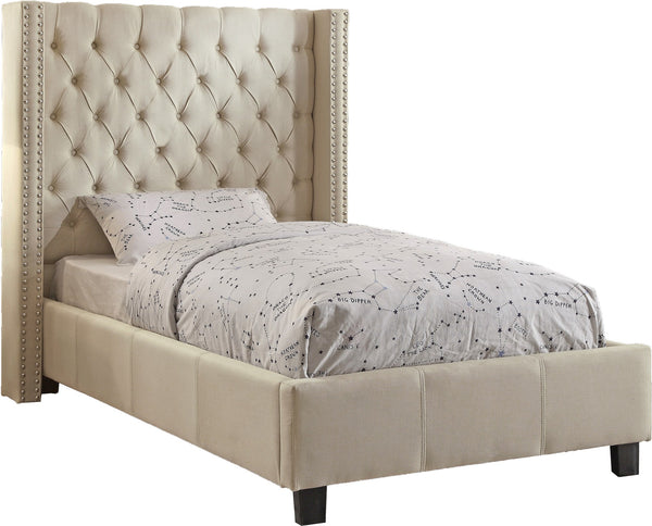 Edgar Twin Bed In Beige Linen