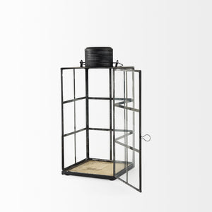 Gamfield 6.1L x 6.1W x 13.4H Medium Black Metal and Glass Lantern