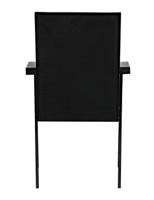 Henderson Sungkai/Mindi and Industrial Steel Chair in Charcoal Black with Black Cotton Fabric