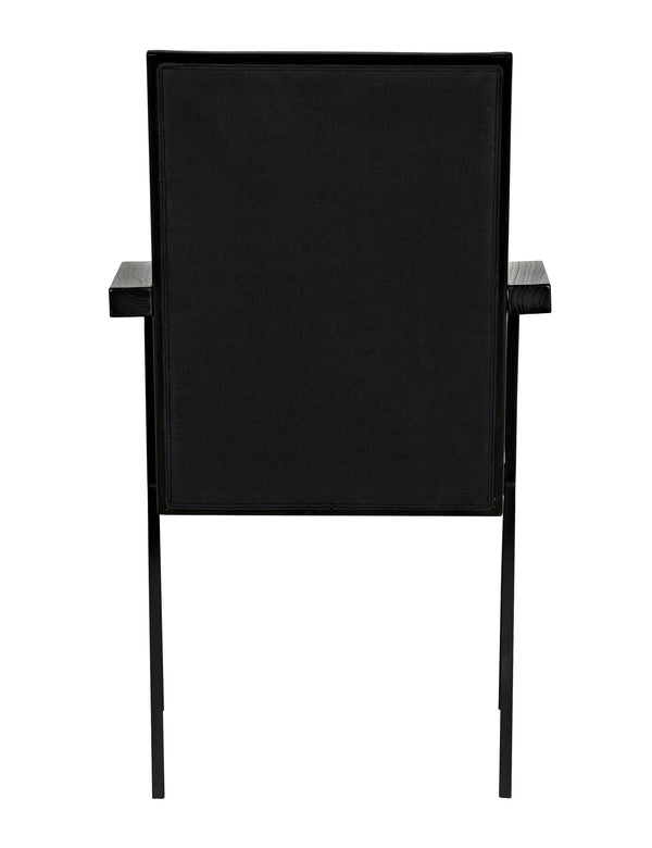 Henderson Sungkai/Mindi and Industrial Steel Chair in Charcoal Black with Black Cotton Fabric