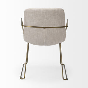 Sawyer II Beige Fabric Wrap Gold Metal Frame Dining Chair