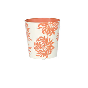 OVAL WASTEBASKET ORANGE /CREAM FLORAL