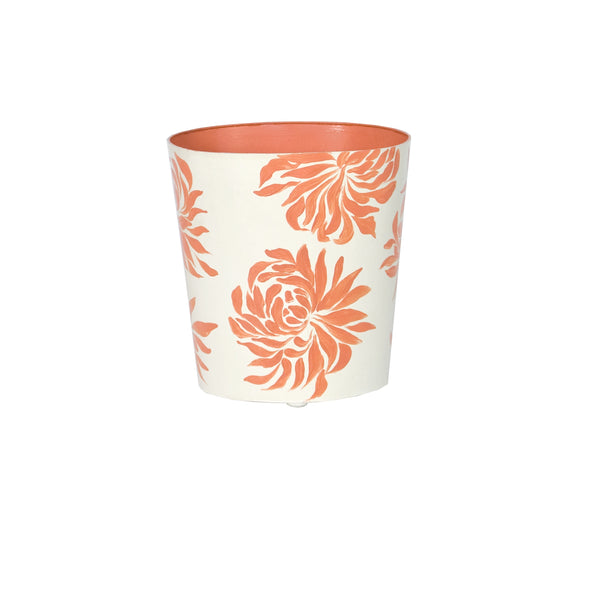 OVAL WASTEBASKET ORANGE /CREAM FLORAL