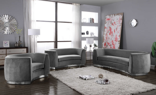 Crystal Chair In Grey Velvet and Chrome