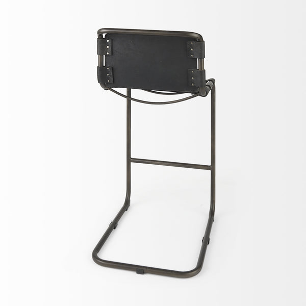 Berbick 43" Total Height Black Leather w/ Iron Frame Bar Stool