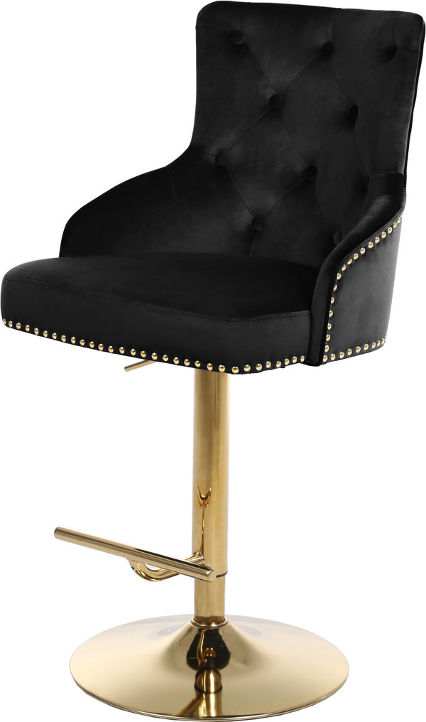 Stella Adjustable Stool In Black Velvet and Gold
