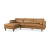 Svend 111.4L x 68.0W x 33.9H Tan Leather Left Chaise Sectional Sofa