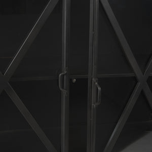 Poppy I 79x16 Black Metal With  Glass Door Sideboard
