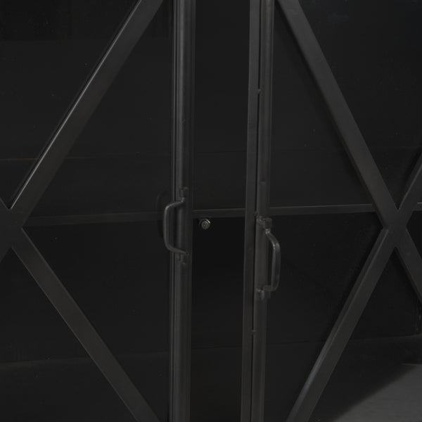 Poppy I 79x16 Black Metal With  Glass Door Sideboard