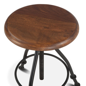 Industrial Loft Acacia Wood Adjustable Bar Stool
