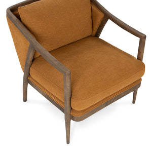 Scarlett Upholstered Accent Chair with Oak Frame in Burnt Orange