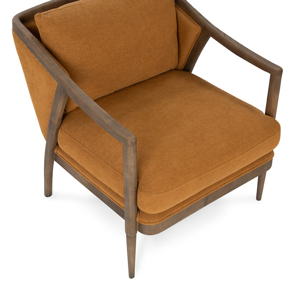 Scarlett Upholstered Accent Chair with Oak Frame in Burnt Orange