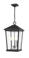 Beacon 3 Light Outdoor Chain Mount Ceiling Fixture in Black Finish