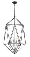 Geo 6 Light Chandelier in Matte Black + Chrome Finish