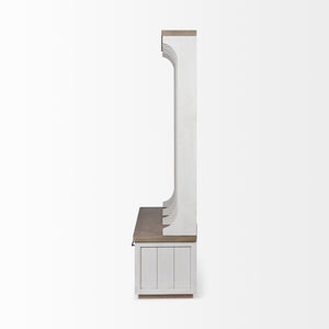 Fairview IV 61L x 17W White And Brown Wood With Storage Hall Tree