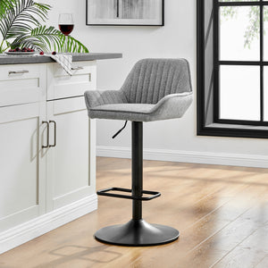 Luther Fabric Gaslift Swivel Bar Stool In Strata Gray (Set of 2)