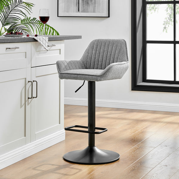 Luther Fabric Gaslift Swivel Bar Stool In Strata Gray (Set of 2)
